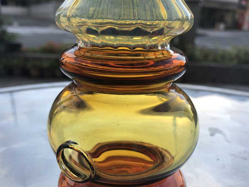 Send Up Art Glass Incense Burner/Stand Drink Rasta GreenxUmber  �A�[�g�K���X�̂������� �X�^���h