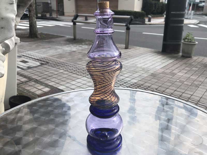 Send Up Art Glass Incense Burner/Stand Drink Purple x Blue アートガラスのお香立て スタンドタイプ