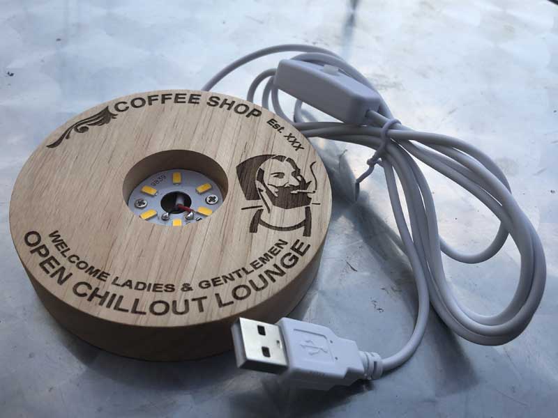 Send up USB LED Light Wood Coaster�AUSB��LED���C�g�R�[�X�^�[ 
