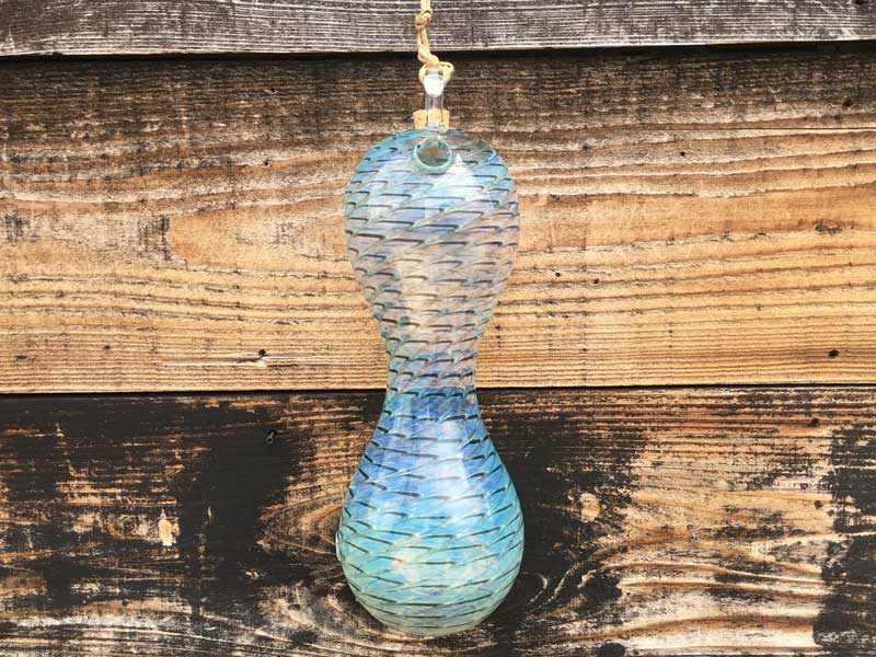 �V�i Send Up Art Glass Incense Burner/Hang Hyotan Blue �Ђ傤����^�̃A�[�g�K���X�̂�������