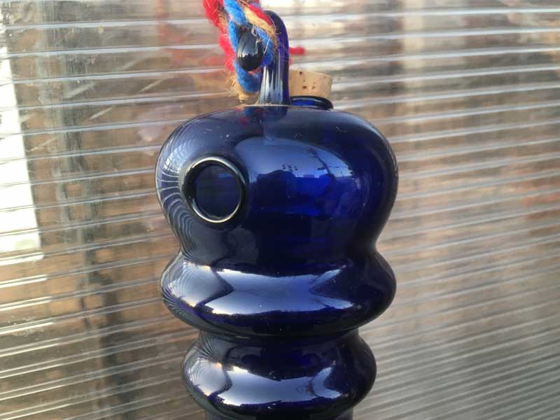 新品 Send Up Art Glass Incense Burner/Blue アートガラスの青いインセンスバーナー お香立て