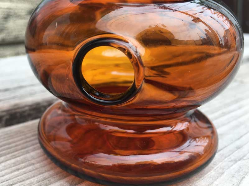 �V�i Send Up Art Glass Incense Burner/Stand Drink Amber/Silver �A�[�g�K���X�̂�������