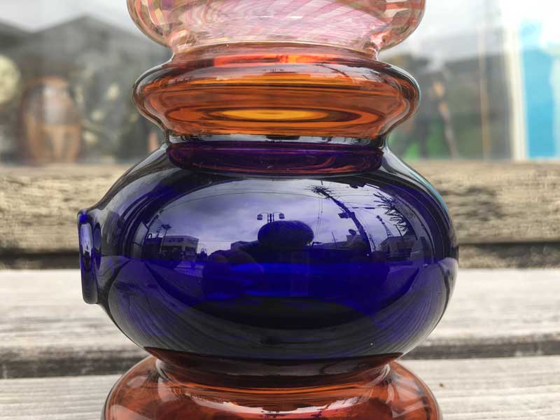 �V�i Send Up Art Glass Incense Burner/Stand Drink Blue �A�[�g�K���X�̂������� �X�^���h�^�C�v