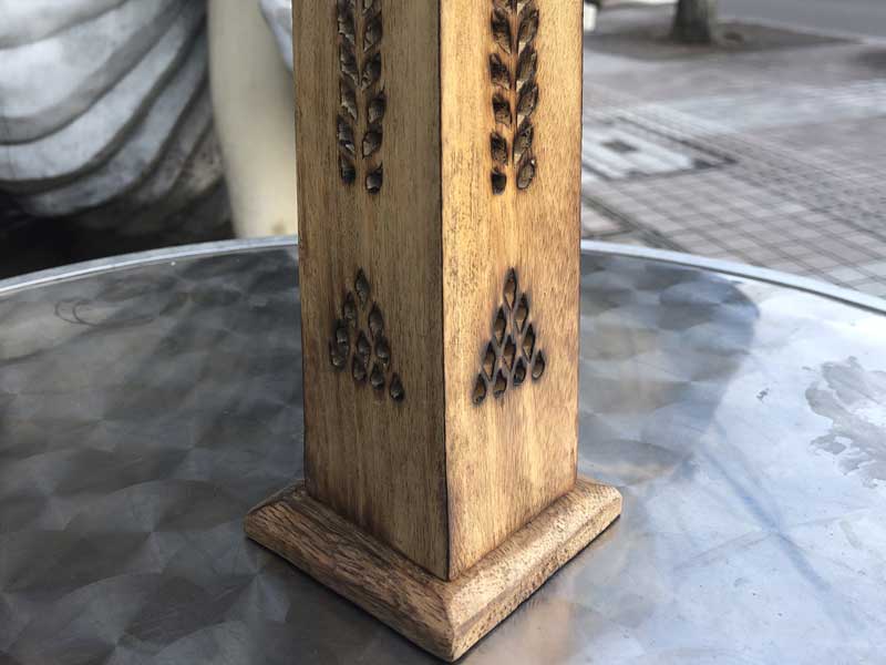 インドのマンゴーウッドのお香立てタワー スタンド型 Mango Wood Incense Tower Stand 
