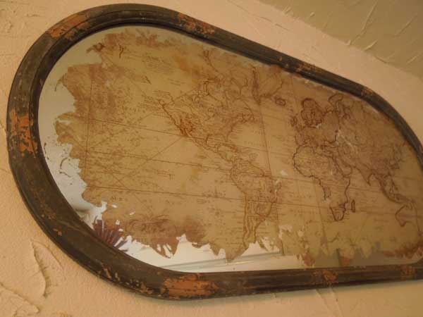 �V�i �r���e�[�W���H���ꂽ���E�n�}�̋��̃E�H�[���f�R�AVintage Old Map Wall Deco