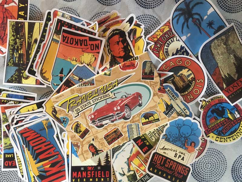 �V�i Vintage DULTON Travel USA Old States 50 Stickers �A�r���e�[�W �A�����J��50�B�� �X�e�b�J�[