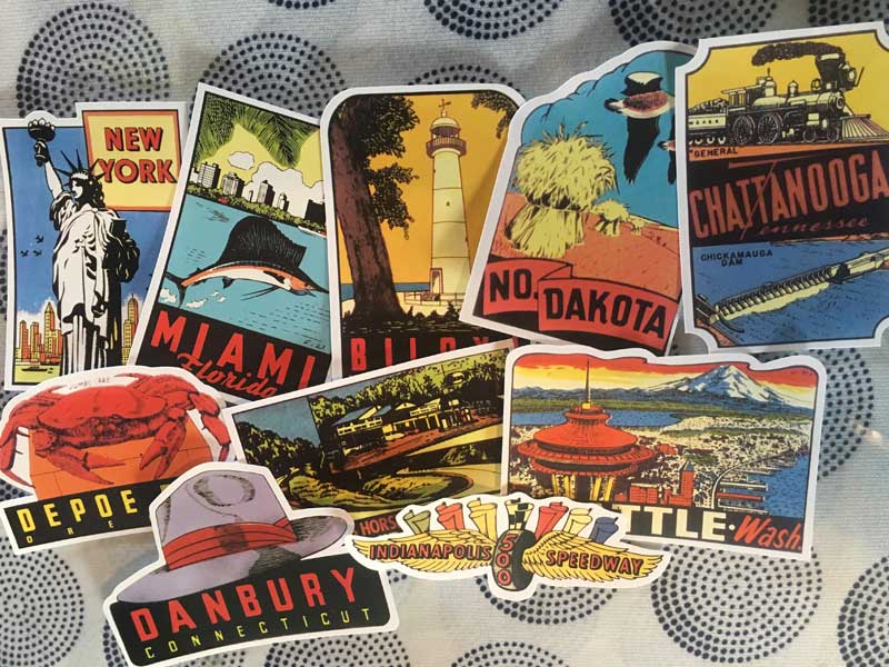 新品 Vintage DULTON Travel USA Old States 50 Stickers 、ビンテージ アメリカの50州の ステッカー