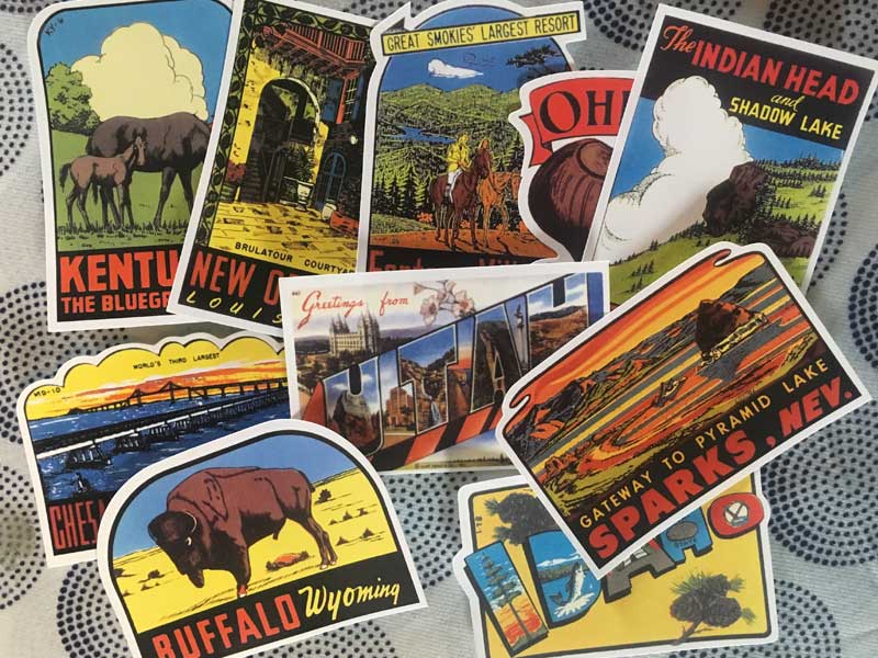 �V�i Vintage DULTON Travel USA Old States 50 Stickers �A�r���e�[�W �A�����J��50�B�� �X�e�b�J�[