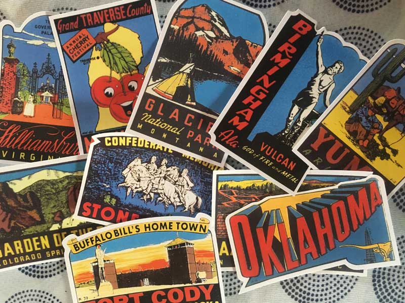 �V�i Vintage DULTON Travel USA Old States 50 Stickers �A�r���e�[�W �A�����J��50�B�� �X�e�b�J�[