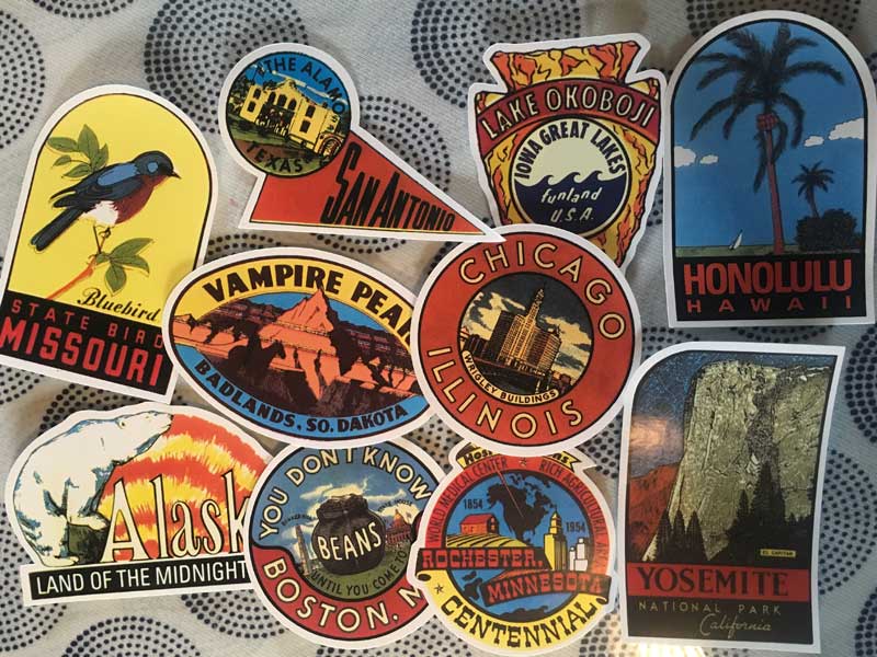 �V�i Vintage DULTON Travel USA Old States 50 Stickers �A�r���e�[�W �A�����J��50�B�� �X�e�b�J�[
