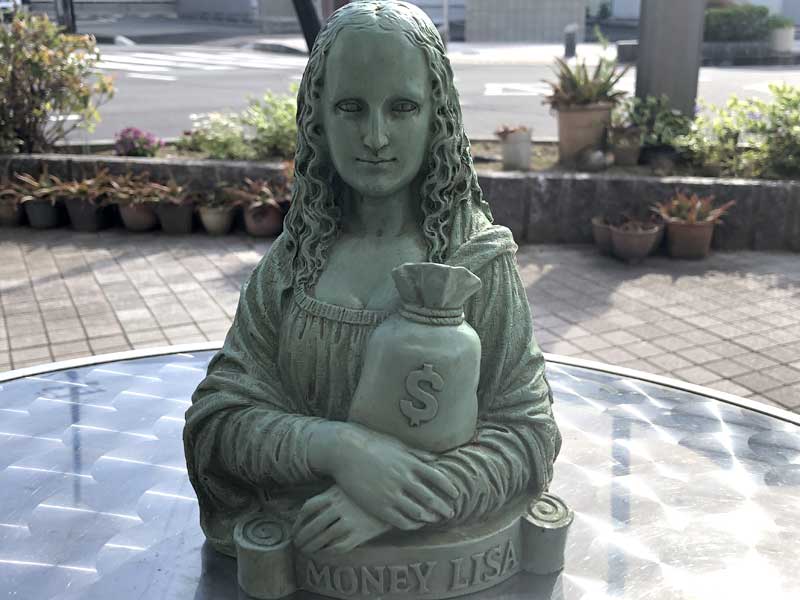 MONEY LISA Coin Bank、アンティーク加工のモナリザのパロディ マネーリザ貯金箱