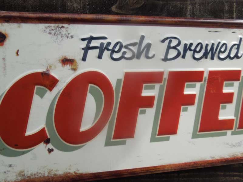 �V�i�@�A���e�B�[�N���H �u���L���̃R�[�q�[�̖��^�ŔAFresh Brewd Coffee Served Here Arrow Sign