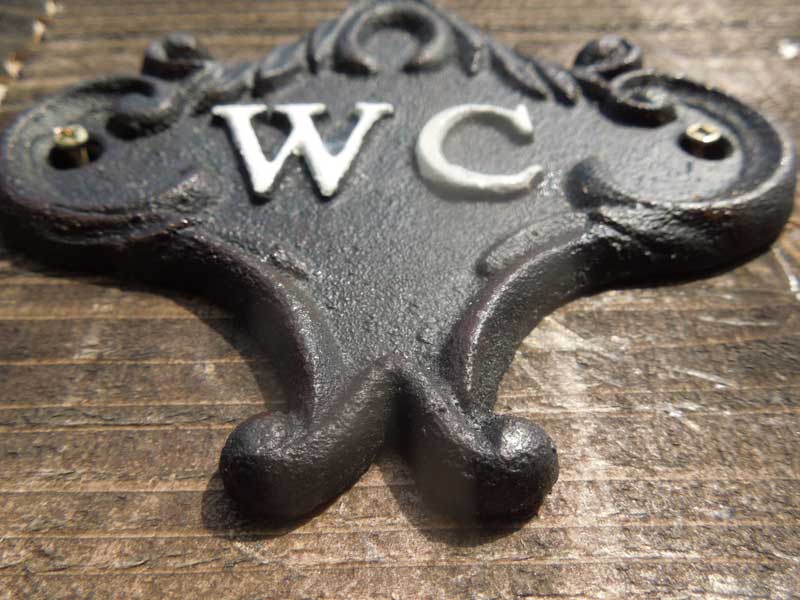 新品 アンティーク調のアイアン鋳物のWC プレート、Covent Iron コベントアイアンのトイレのプレート
