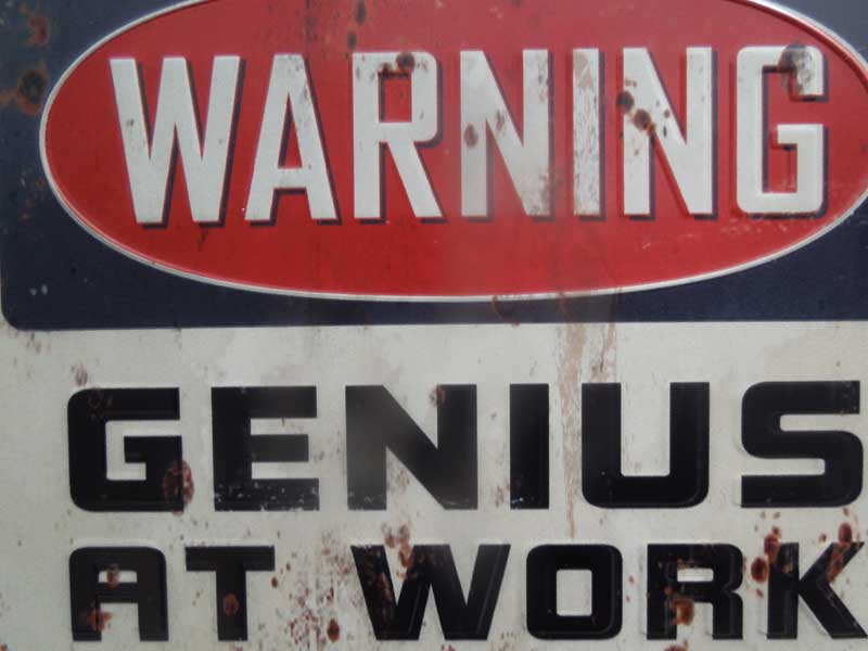 �V�i�@�A���e�B�[�N���H �u���L�����ʊ��̂���Warning! Genius at work�̊ŔA�K���[�W�G��