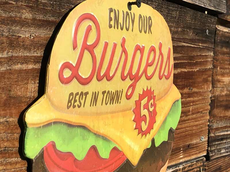 Hamburger & Potato Metal Sign�A�n���o�[�K�[�A�|�e�g�̃��^���T�C���A�u���L�̊Ŕ�