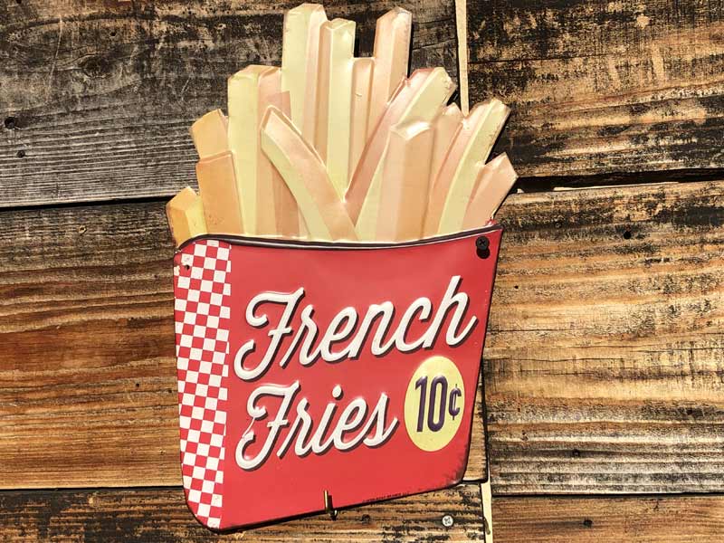 Hamburger & Potato Metal Sign�A�n���o�[�K�[�A�|�e�g�̃��^���T�C���A�u���L�̊Ŕ�