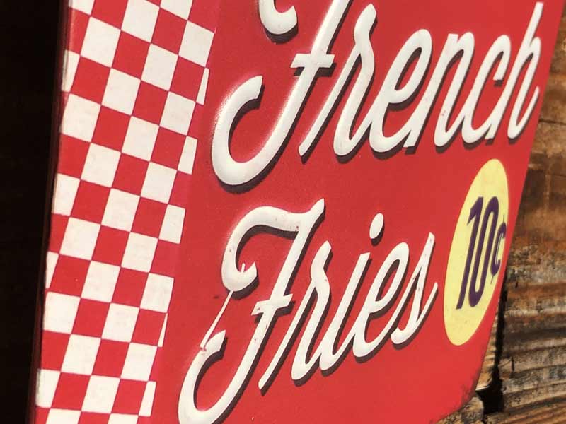 Hamburger & Potato Metal Sign�A�n���o�[�K�[�A�|�e�g�̃��^���T�C���A�u���L�̊Ŕ�