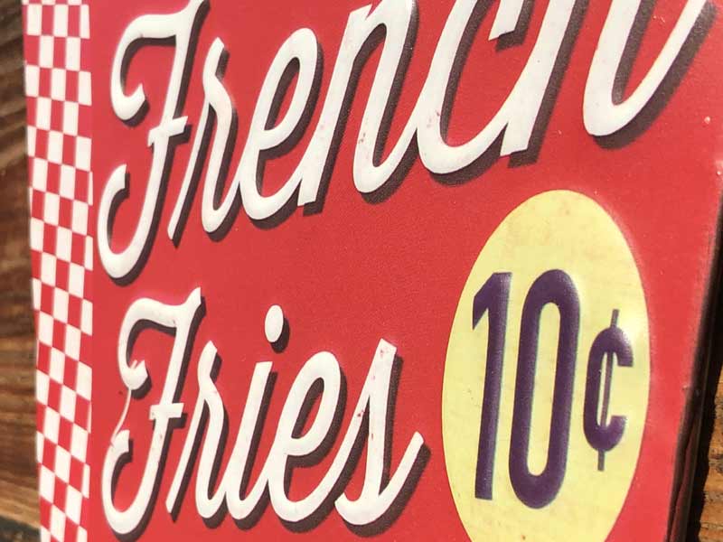 Hamburger & Potato Metal Sign�A�n���o�[�K�[�A�|�e�g�̃��^���T�C���A�u���L�̊Ŕ�