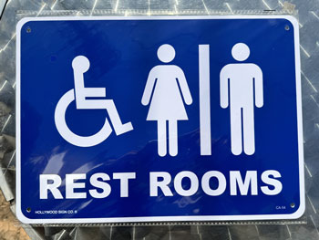 HOLLYWOOD SIGN Plastic sign/REST ROOMS