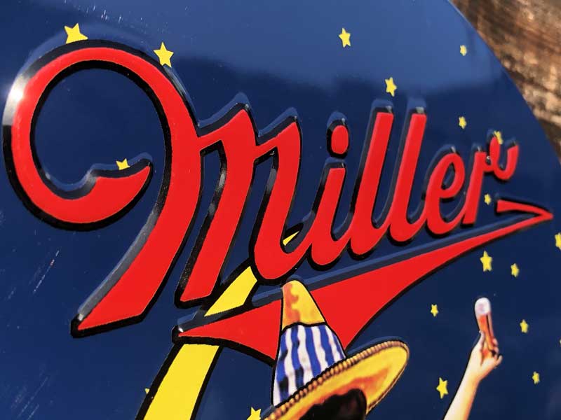 Miller High Life round metal sign�A�~���[�r�[�� ���ʊ��̂���G���{�X �u���L�T�C�� �A�Ŕ�