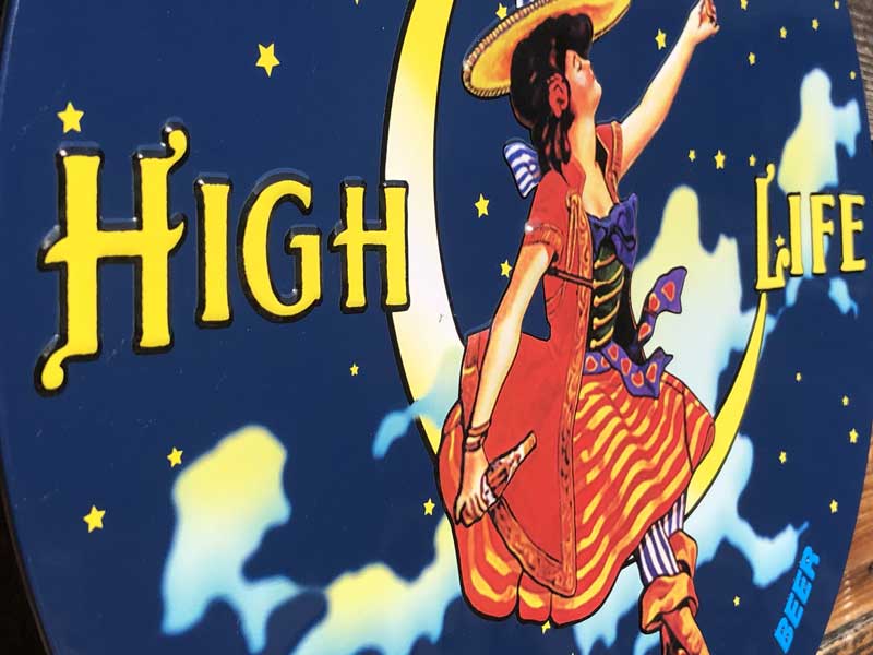 Miller High Life round metal sign�A�~���[�r�[�� ���ʊ��̂���G���{�X �u���L�T�C�� �A�Ŕ�