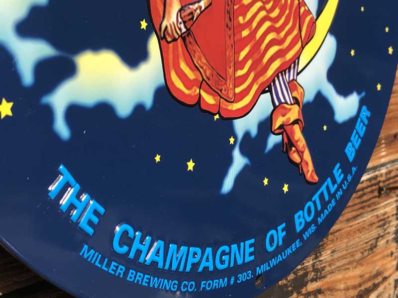 Miller High Life round metal sign�A�~���[�r�[�� ���ʊ��̂���G���{�X �u���L�T�C�� �A�Ŕ�