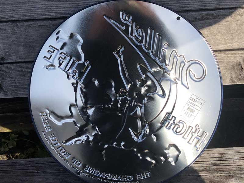 Miller High Life round metal sign�A�~���[�r�[�� ���ʊ��̂���G���{�X �u���L�T�C�� �A�Ŕ�