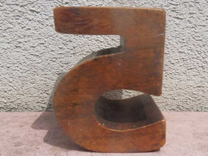 新品 Wood Number Block 木製のナンバー ブロック 5