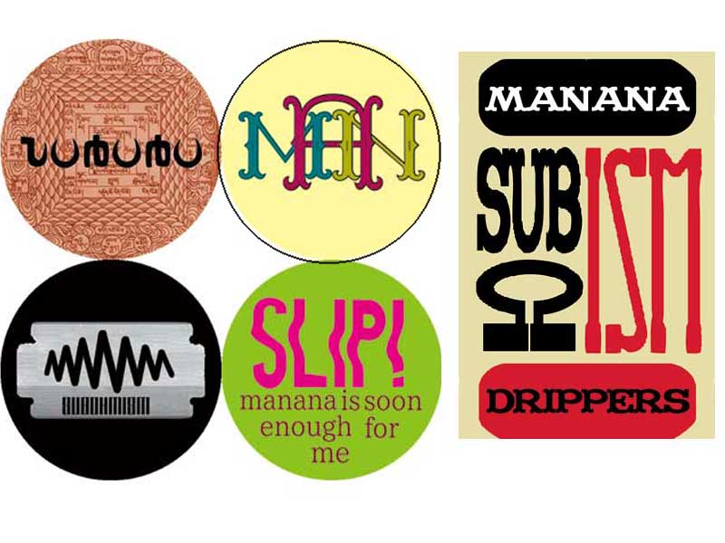 �V�i�@�V�i manana/Sub��ism/ill cafe/manala 32mm & 44x70mm �I���W�i�� �ʃo�b�`