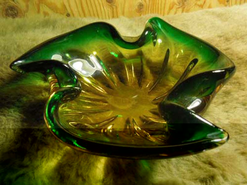 Antique Murano Glass Ashtray((AeB[N m KX AVgC) )΁~IW Of[V
