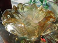 Antique Murano Glass Ashtray/mKX DM@Flower Light Yellow CA