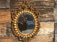 1970's Vintage Wall Gold Mirror 70N  S[h Ǌ|~[A@C^A