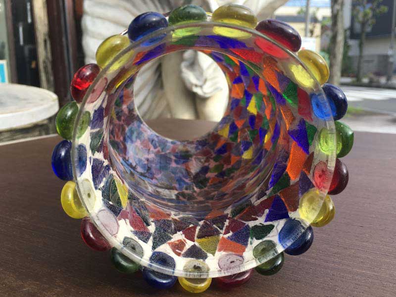 Used Stend Glass Candle Holder �X�e���h�O���X�̃L�����h���z���_�[