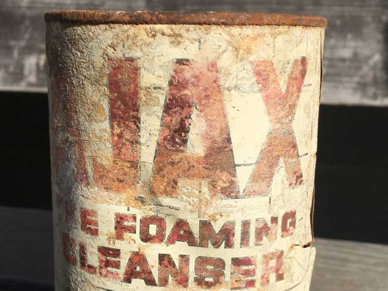 1950's Vintage AJAX CLEANSER Tin Can 50N re[W AJ̌ÂuL AJAX