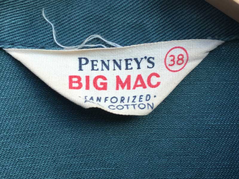 Vintage PENNEY'S BIG MAC Green Work JKT 1950年代　大文字 ペニーズ ビックマック ワークジャケット