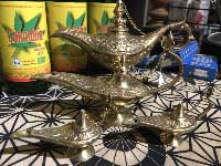アラジンと魔法のランプ、アラジンの魔法のランプ大・小 、インドの真鍮製のオイルランプ、サラダ油等で