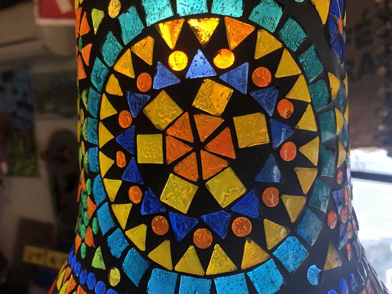 新品 Mosaic Lamp、幻想的なインドの吊り下げ式 モザイクランプ ベル型 Large 直径19cm