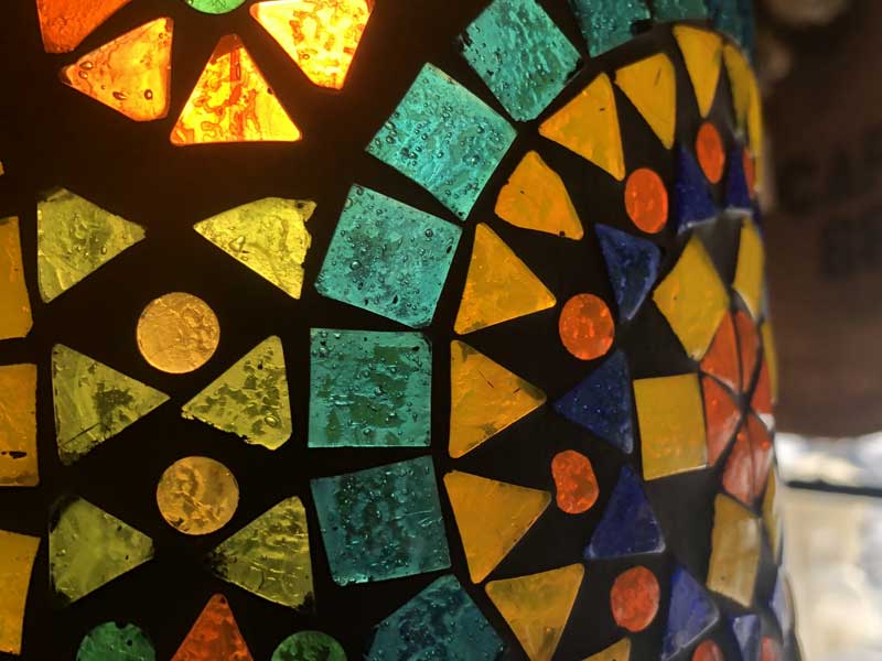 新品 Mosaic Lamp、幻想的なインドの吊り下げ式 モザイクランプ ベル型 Large 直径19cm