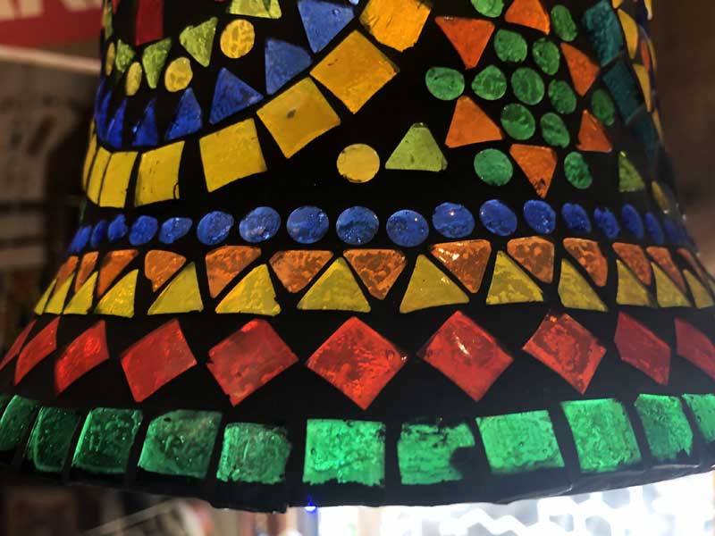 新品 Mosaic Lamp、幻想的なインドの吊り下げ式 モザイクランプ ベル型 Large 直径19cm