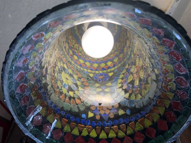 新品 Mosaic Lamp、幻想的なインドの吊り下げ式 モザイクランプ ベル型 Large 直径19cm