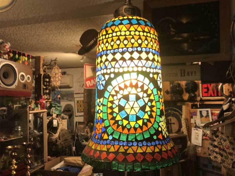 新品 Mosaic Lamp、幻想的なインドの吊り下げ式 モザイクランプ ベル型 Large 直径19cm