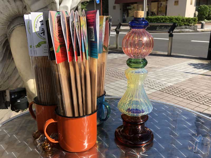 Vi Send Up Art Glass Incense Burner/Doll Tricolor Stand A[gKX̂ X^h^Cv