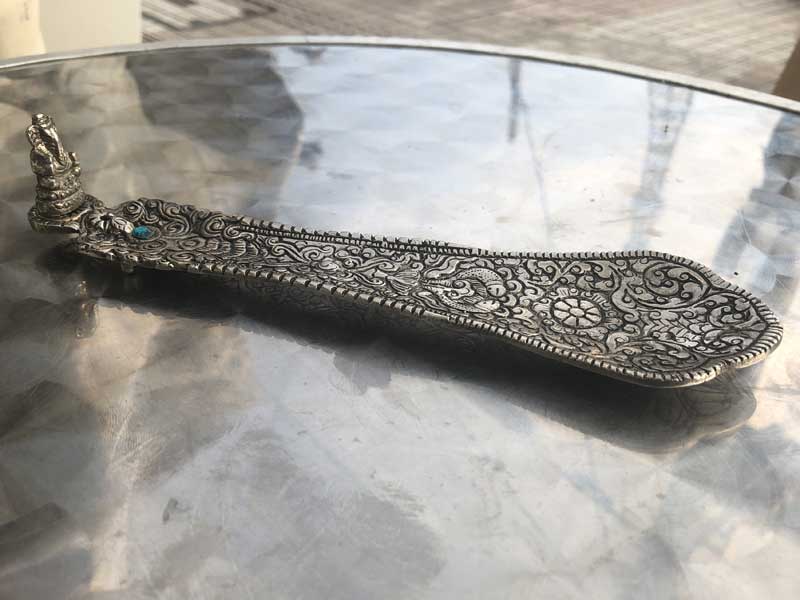 White metal Incense Stand ガネーシャ ホワイトメタル製のお香立て
