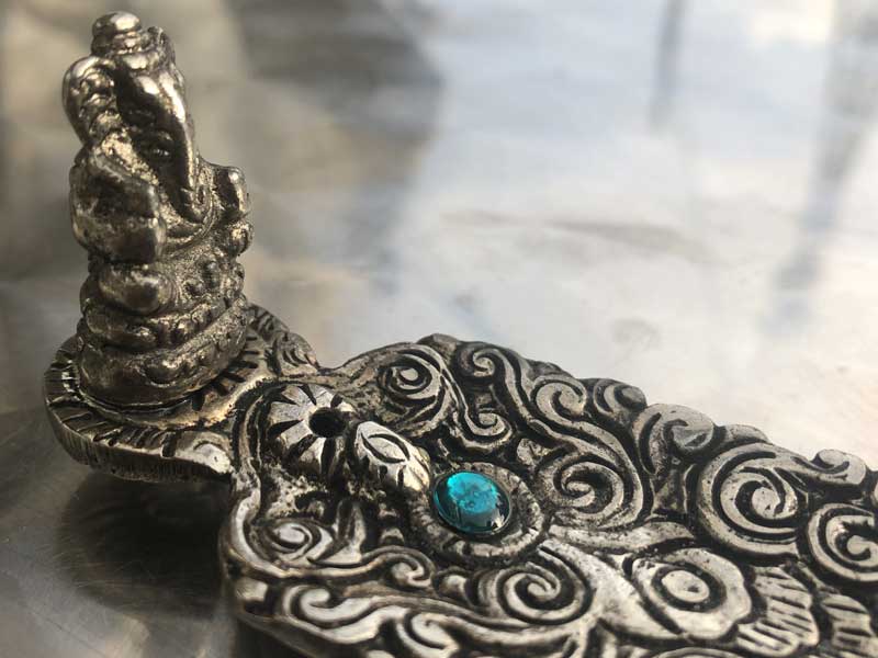 White metal Incense Stand インドのガネーシャ ホワイトメタル製のお香立て