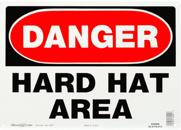 manana online store/Made in USA Hillman Sign Center AJ̊Ŕ DANGER HARD HAT AREA